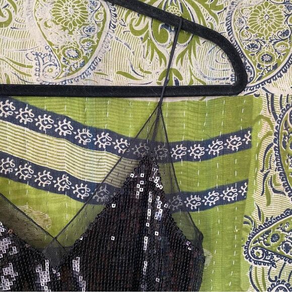 Free People Intimately Black Sassy Sequined Tank Top Size Small - Picture 6 of 14